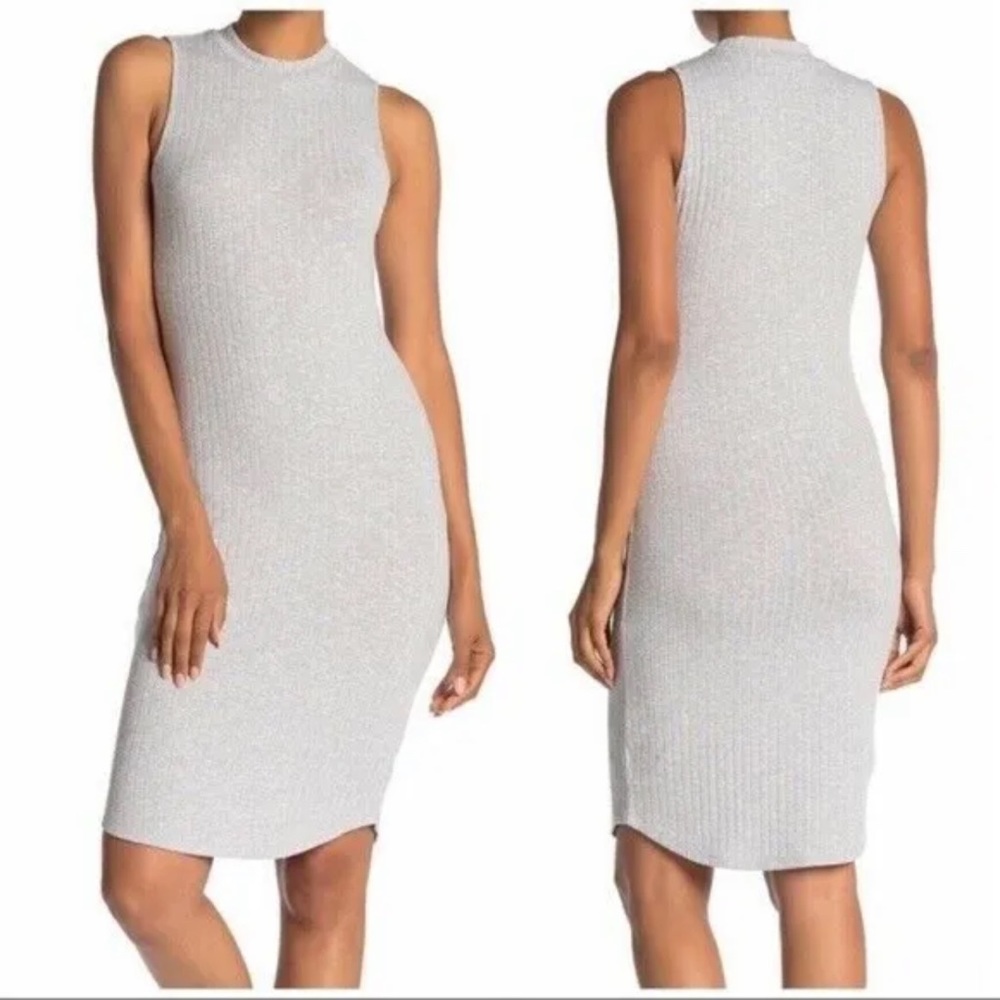 Cupcakes & Cashmere | Gray Ribbed Sleeveless Haile Midi Dress NWT